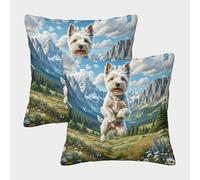 Terrier escocés Funda De Almohada Impresa En 3D Paquete De 2 Modernas Patrón Geométrico Poliéster para Sofá, Cama, Silla 45x45cm