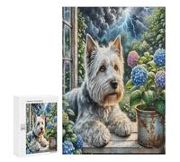 Terrier escocés Puzzle 1000 Piezas Estera Portátil Linda Mascota Animals Rompecabezas 3D para Adultos Y Niños A 12 Años DIY Creativo Aliviar Estrés Decoración del Hogar 300 PCS