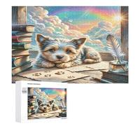 Terrier escocés Puzzle 1000 Piezas Moderno DIY Linda Mascota Animals Rompecabezas para Hombres Y Mujeres A 14 Años Aliviar Estrés Decoración Hogar Estera Portátil 3D 1000 PCS