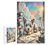 Terrier escocés Puzzle 1000 Piezas Portátil 3D Familiar Linda Mascota Animals Estera Rompecabezas para Adultos Y Niñas A 14 Años DIY Creativo Aliviar Estrés Decoración Hogar 1000 PCS
