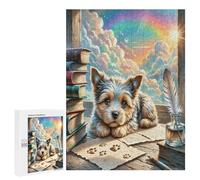 Terrier escocés Puzzles 1000 Piezas Estrés Aliviar Linda Mascota Animals Rompecabezas Circular para Adultos Y Niños A 12 Años 3D Maquetas Construir DIY Moderno Juguete 500 PCS