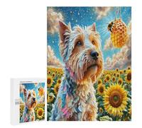 Terrier escocés Puzzles 1000 Piezas Impossible Desafío Linda Mascota Animals Rompecabezas Circular para Adultos Y Niñas A 14 Años Decoración Hogar Estera Portátil DIY Moderno 500 PCS