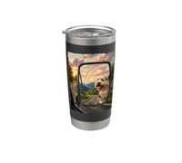 Terrier In Espejo retrovisor Dog Lover Vaso térmico de acero inoxidable de doble pared