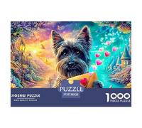 Terrier sostiene Carta de Amor en un Paisaje mágico Puzzle De 1000 Piezas Lindo Perro Mascota Cartón Reciclado, Puzzle Desafiante para Adultos 38x26cm/1000pcs