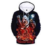 Terrifier 2 - Sudadera con capucha, diseño de personaje aterrador, sudadera con capucha 3D unisex con bolsillo para hombres, mujeres y adolescentes, 4, Medium