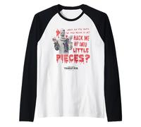 Terrifier Hack Me Into Little Pieces Bloody Text Art Horror Camiseta Manga Raglan