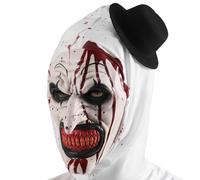 Terrifier Tipo de máscara de payaso - Máscara de látex espeluznante con pañuelo para la cabeza, máscara de payaso asesino para Halloween, cosplay, accesorios de disfraz