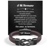 TERRISHE Regalos de Cumpleaños de para Hermano Pulsera Hombre Pulsera De Cuero con Nudo Infinito Regalo Tallado para Hermano Regalos de Graduación para Hermano Regalos para Adolescentes