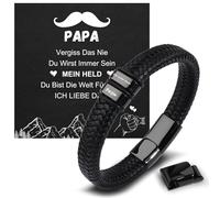 TERRISHE Regalos Día del Padre Regalos para Papá Pulsera Regalos, Grabado ”Te Quiero Papá” con Cierre Magnético Pulsera de Cuero Trenzado para Papá Cumpleaños Navidad Regalos Aniversario