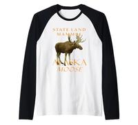 Territorio de Alaska Mamífero Tierra El Alce Camiseta Manga Raglan