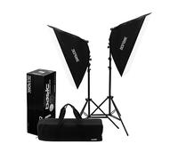 Terronic Juego de 2 luces LED para vídeo, con trípode ajustable, 48 W, regulable, 3200-5600 K, para mesa, zoom, videoconferencia, streaming YouTube, lámpara de vídeo, fotografía