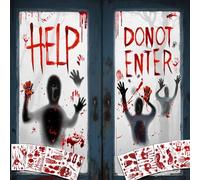 Terror Halloween Decoración para Ventanas Casa, 10 piezas Halloween Sangrienta Ventana, Decoraciones de halloween de vantana zombis, Pegatinas de Huella Sangrienta, para Ventana, Puerta, Baño