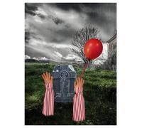 Terror Payaso Linón Accesorio Halloween Decoración de Fiesta Disfraz Tombstone