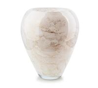 Terroso Jarrón - Cristal Blanco Soplado - Aspecto Lujoso, Elegante - 33 cm de Alto - Efecto Mármol - Florero