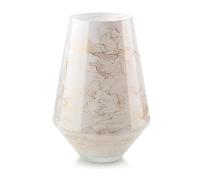 Terroso Jarrón - Cristal Blanco Soplado - Aspecto Lujoso, Elegante - 33 cm de Alto - Efecto Mármol - Florero