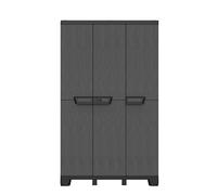 Terry - Ardesia 102A, Armario Escobero de 3 Puertas, Divisor Vertical, 3 Estantes Internos Regulables, Acabado Efecto Piedra, para Exterior e Interior Cubierto, de Plástico, 102 x 39 x 172 cm