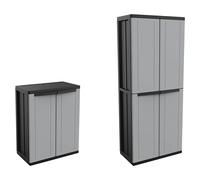 Terry JLine Armario multiusos de plástico Alto + Bajo (Gris/Negro, Plástico)