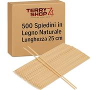Terryshop74 500 pinchos de madera para brasas 15 20 25 30 cm para asar brochetas de barbacoa barbacoa (25 cm, madera)