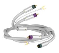 Tertullus Cable de audio con toma de tierra, 1,5 m, blindaje plateado, cable de brazo de tono OFC chapado en plata, cable RCA RCA a tierra, conectores dorados para amplificador tocadiscos (2 RCA a 2