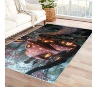 TERUEA 3D Estéreo Visión Felpudo Un extraño Pueblo de Hongos Rosas se Encuentra Junto al río, Sala De Estar, Comedor, Dormitorio, Tedcapete Antideslizante para Decoración del Hogar(Rosa-180x240cm
