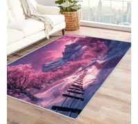 TERUEA 3D Gamer Alfombra Dormitorio Cielo Rosa-Morado, montañas a lo lejos, Sala De Estar, Comedor, Dormitorio, Tedcapete Antideslizante para Decoración del Hogar(Rosa-240x300cm