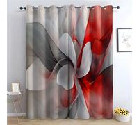 TERUEA Cortinas 2 Paneles, Flores etéreas Humo Gris Rojo en Arte Suave Abstracto Ventanas draperías, decoración para Dormitorio y Sala de Estar-220Al x 132An cm (2 Paneles)