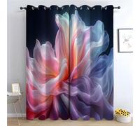 TERUEA Cortinas Opacas Abstracto Floral Velo etéreo Textura de Lujo Decorativas para Dormitorio con Ojales Aislamiento térmico-140Al x 110An cm (2 Paneles)