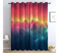 TERUEA Cortinas Opacas Nube arcoíris Estrellada Vibrante Textura de Lujo Decorativas para Dormitorio con Ojales Aislamiento térmico-220Al x 132An cm (2 Paneles)
