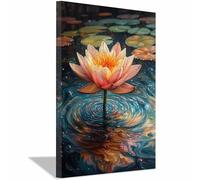 TERUEA Cuadro al Botanico Retro Granja, Nenúfar Estanque Ola, arte pared para baño, sala estar, dormitorio, moderno, decoración de（Naranja-20x30cm Enmarcado