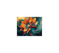 TERUEA Cuadro en Lienzo con Sol y Arco Iris, Remolino Floral Verde Azulado Naranja Abstracto Cuadros Floral Lienzo Cuadros Decorativos Salón Dormitorio（Orange-20x30cm1 Sin marco