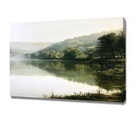 TERUEA Cuadros Decoracion Salon Flor Cerezas Lago bosque brumoso cuadro paisaje campo vintage pared Dormitorio Cocina Cuadros Pared Imágenes Wall Art Prints Decor（Verde-70x100cm1 Enmarcado