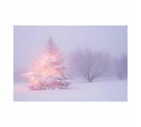 TERUEA Cuadros Decoracion Salon Modernos Árbol Navidad Rosa Nevada Iluminado Invierno, Cuadro Sobre Lienzo Moderno Dormitorio Cocina Cuadros Pared Imágenes Wall Art Prints（Rosa-80x120cm Sin marco
