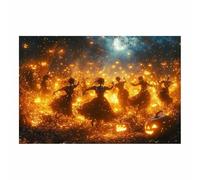 TERUEA Cuadros Decoracion Salon Modernos Muchos esqueletos bailando en un campo Cuadro Sobre Lienzo Moderno Dormitorio Cocina Cuadros Pared Imágenes Wall Art Prints(Oro-80x120cm1 Sin marco