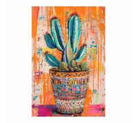 TERUEA Decoracion Pared Granja Floral Rustico, Boho Cactus Pop Moderno Dormitorio Cocina Cuadros Pared Imágenes Wall Art Prints Decor Grande（Naranja-60x90cm1 Sin marco