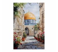 TERUEA Decoracion Pared Granja Floral Rustico, Callejón Acuarela Moderno Dormitorio Cocina Cuadros Pared Imágenes Wall Art Prints Decor Grande（Dorado-30x45cm1 Sin marco