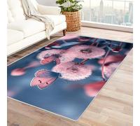 TERUEA Felpudo de Halloween, Flores de Diente de león y Mariposas en Tonos Rosa pálido y Gris, Alfombras Coloridas,patrón Flores 3D, Antideslizante, Lavable,SalóN, (Rosa-210x270cm