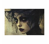 TERUEA Imágenes de pared sobre lienzo, Maquillaje Oscuro Velo Encaje Negro Mujer póster femenino para habitación, impresión estética para el hogar, dormitorio, decoración de（Negro-30x45cm Sin marco