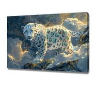 TERUEA Lienzo decorativo para pared de baño Incrustación Oro Leopardo Nieve Nube Monte Trueno Estilo Pintura Vintage para Sala Dormitorio（Oro-20x30cm Enmarcado