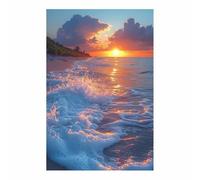 TERUEA Lienzos Decoracion Pared Salon Atardecer Playa Ola Destellos, arte pared para baño, sala estar, dormitorio, moderno, yoga,decoración de（Naranja-30x45cm Sin marco