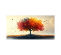 TERUEA Lienzos decorativos Los Colores Cuadro Sobre Moderno Árbol Rojo Naranja Hojas Cayendo Pájaros Salon Dormitorio Cocina Cuadros Pared Imágenes Wall Art Prints Decor Canvas（Rojo-30x60cm Sin marco