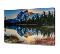 TERUEA Lienzos Fotos Pared, Lienzo y Cuadros salones con Flores, Lago Montaña Nevada Amanecer Reflejo Arte Abstracto para dormitorio y baño（Blue-40x60cm1 Enmarcado