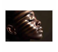 TERUEA Póster de retrato, Luz Raya Dorada Dramática Piel Oscura retrato de mujer vintage en colores - Unisex - Impresión floral - Adecuado para salón, dormitorio, oficina（Oro-70x100cm Sin marco