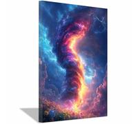 TERUEA Póster lienzo impreso con flores abstractas, Nubes Tormenta Campo Flores Cuadros para Salon con Lienzo, Laminas para Dormitorio（Multicolor-60x90cm1 Enmarcado