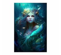 TERUEA Retrato vintage pintura al arte, Mar con Peces Bajo el Agua color pastel, unisex, arte vintage para pared, impresión floral, arte de cocina, hogar, comedor（Turquesa-30x45cm Sin marco