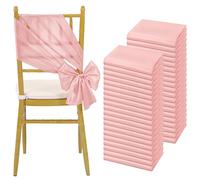 Teruntrue 60 lazos de satén para silla, lazos universales para silla, bandas de oro rosa para sillas para recepción de boda, banquetes, fiestas, eventos de hotel, decoración de sillas (17 x 201 cm)