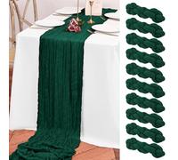 Teruntrue Camino de mesa bohemio verde esmeralda de 10 pies, paquete de 10 caminos de mesa de gasa para decoración de bodas y fiestas