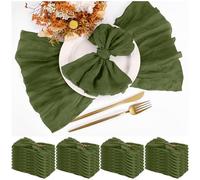 Teruntrue Lote de 30 servilletas de Tela Color Verde Oliva, 50 x 50 cm, servilletas de Gasa, servilletas de Mesa Estilo Bohemio para cenas, Decoraciones para Bodas y Fiestas de cumpleaños