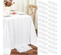 Teruntrue Paquete de 24 caminos de mesa de gasa blanca de 45 x 275 cm, camino de mesa de gasa bohemio para bodas, fiestas, baby shower, decoración de cumpleaños