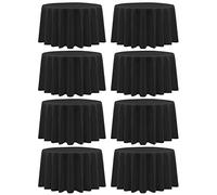 Teruntrue Paquete de 8 manteles redondos de 120 pulgadas, de poliéster negro, resistentes a las arrugas, lavables, para bodas, fiestas, banquetes, vacaciones, mesas de cena