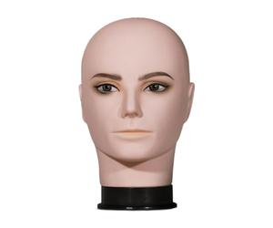 Teruyol Cabeza de Maniquí Masculina Calva, Soporte para Pelucas, Base Estable, Multiusos, Profesional, para La Fabricación Y El Estilismo de Pelucas.
